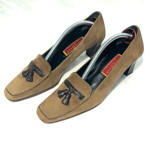 Women's RARE Cole Haan Vintage Suede Leather Tassel Front‎ Pumps Heels SIze 9